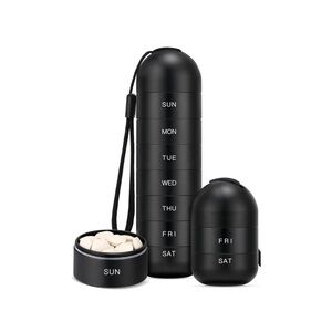 Zannaki Large Metal Travel Pill Organizer, Waterproof Weekly Pill Box 7 Days